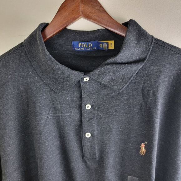 Polo Ralph Lauren Mens Flesh Pony Logo Longsleeve Polo Shirt Black size Tall 4XL - Picture 6 of 11